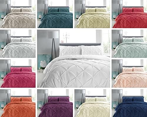 Fitlinen Juego de edredón plisado prémium de 3 piezas extra largo de plumón alternativo de 500 GSM, relleno 100% algodón egipcio, tamaño