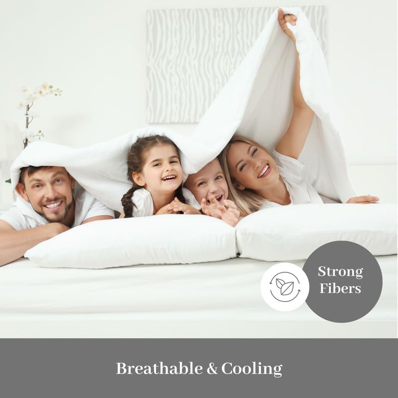DreamFit DreamCool – Juego de sábanas refrescantes de 100 % algodón egipcio con correas elásticas en las esquinas, cama ajustable, bolsillo extra