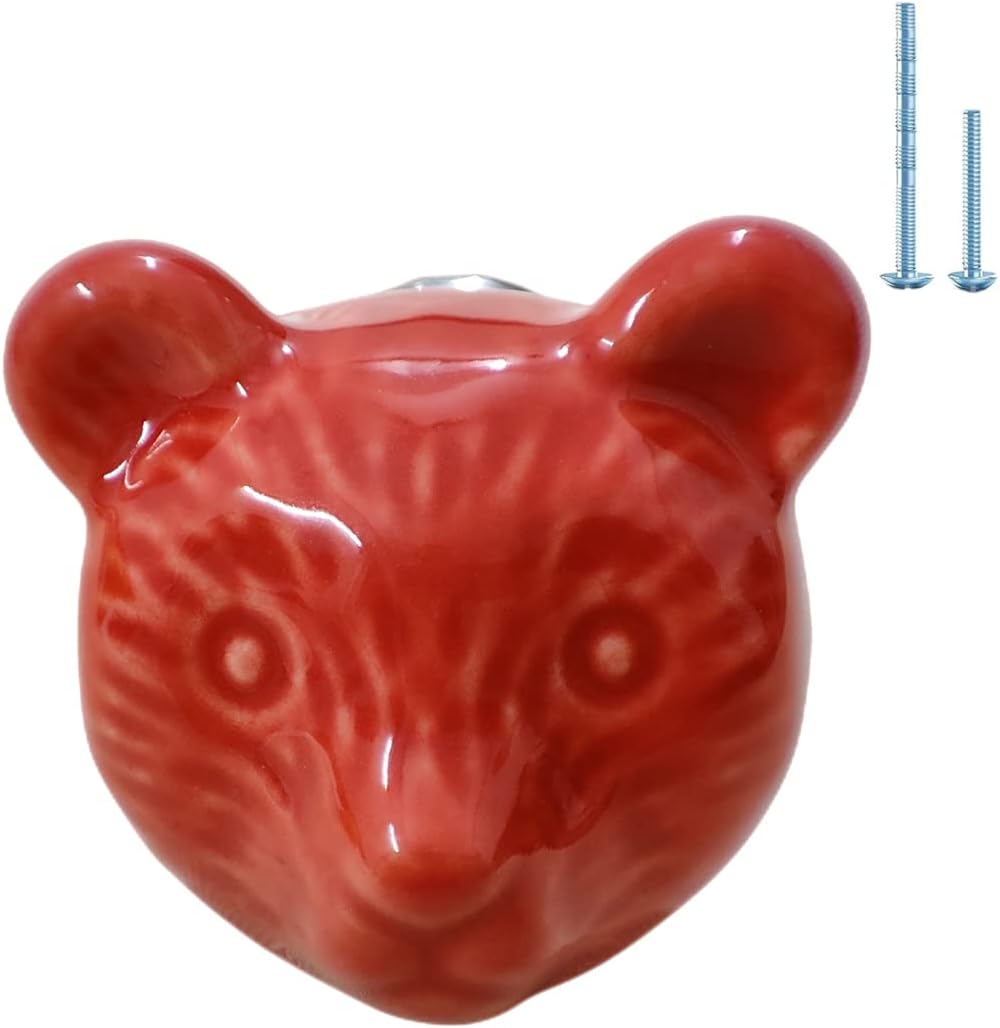 Paquete de 10 pomos de puerta de gabinete con diseño de cabeza de panda, pomos de cerámica para cajones con tornillos de montaje, manija de armario