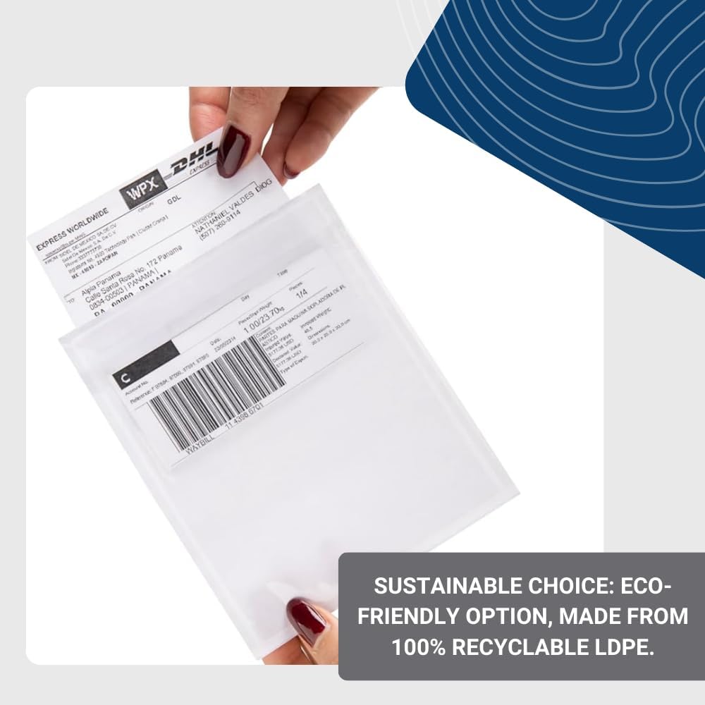USPACKSMART 200 unidades, 4.5 x 5.5 pulgadas, sobres transparentes para etiquetas de envío, adhesivo resistente, ideal para etiquetas, facturas y