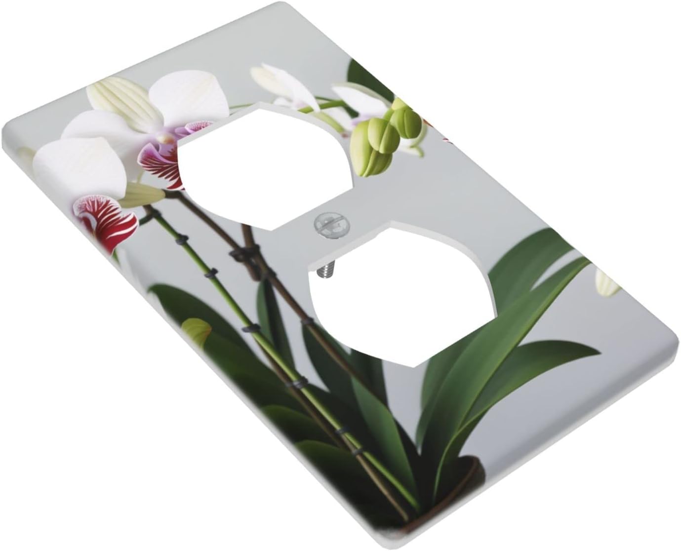 Panel de pared de orquídea mariposa blanca, cubierta de enchufe dúplex, panel de interruptor de luz de palanca, cubierta decorativa para interruptor