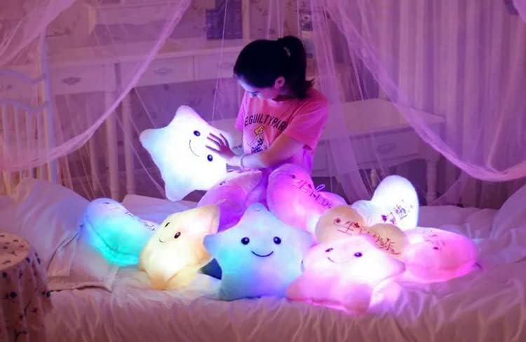 Star – Almohada de peluche con luces LED de 13.8 in (azul)
