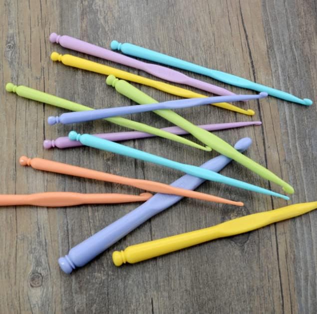Juego de agujas de tejer de ganchillo con mango de plástico ergonómico de 0.079 in, herramientas de tejido de hilo para entusiastas del ganchillo