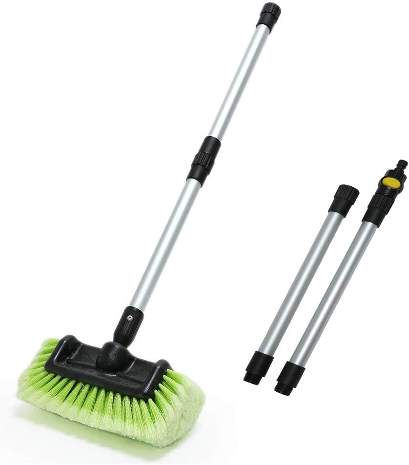 Forgrace Cepillo de lavado de coche de 12 pulgadas con mango largo de 60 pulgadas, cepillo de cerdas suaves para automóvil, camión, barco, RV,