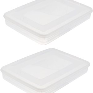 HOMSFOU 2 unidades de cajas de bola de masa para nevera, contenedor de plástico grande, contenedores de almacenamiento planos, contenedores HOMSFOU 2 unidades de cajas de bola de masa para nevera, contenedor de plástico grande, contenedores de almacenamiento planos, contenedores