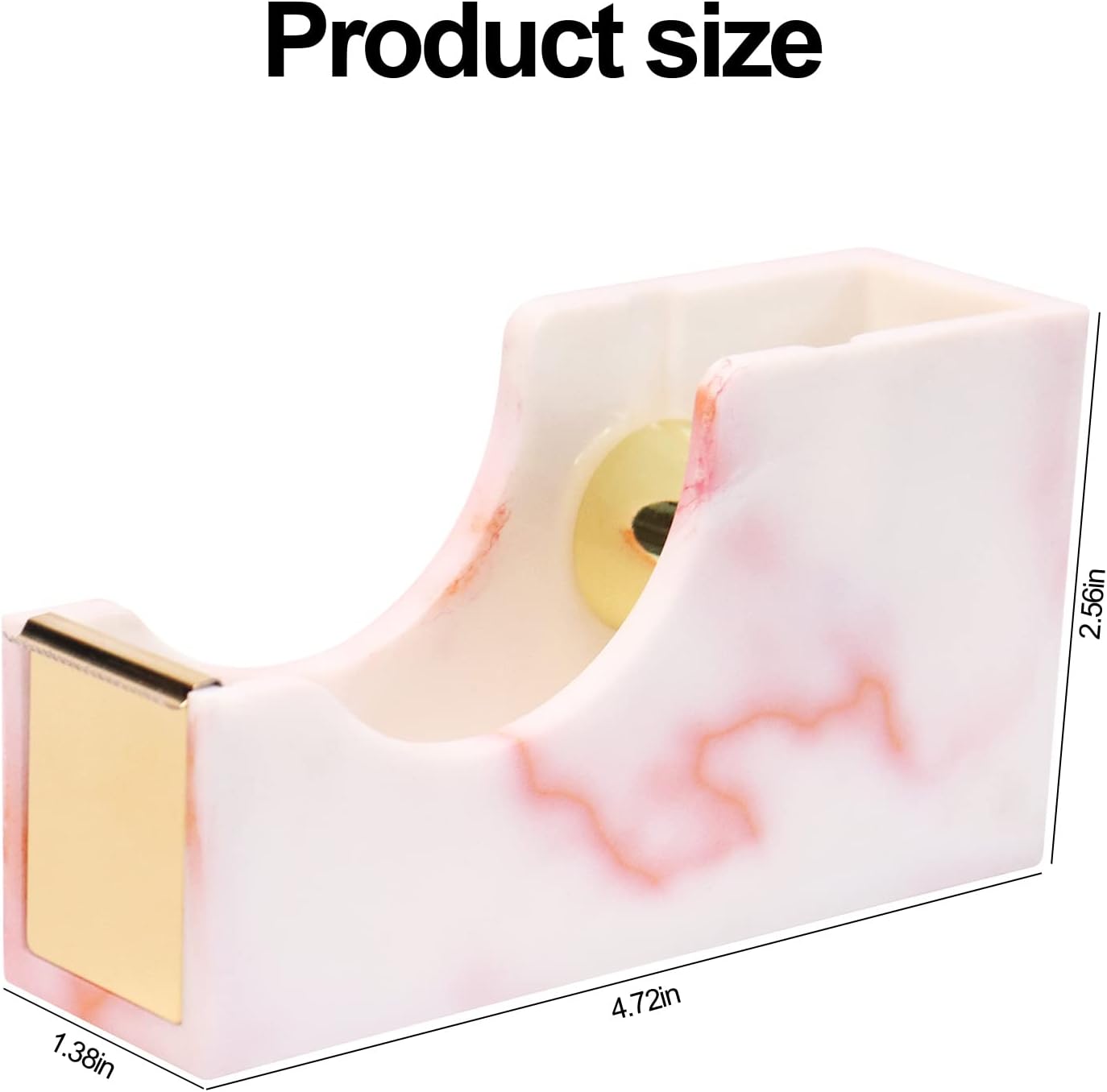 Dispensador de cinta de escritorio rosa mármol, dispensadores de cinta acrílica de núcleo de 1 pulgada, base antideslizante, accesorios de