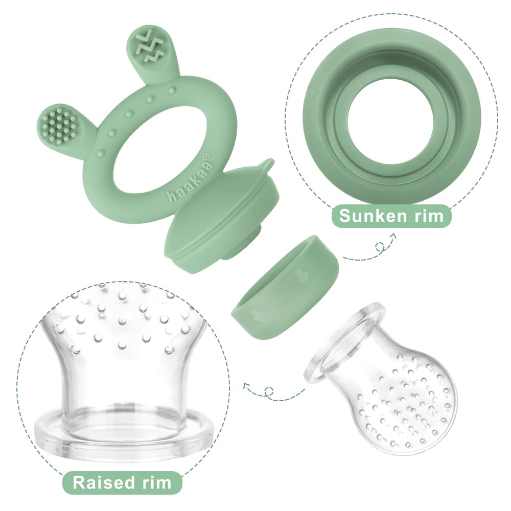Haakaa Freeze-N-Feed Mini Combo con alimentador de alimentos de silicona y mini bandeja de silicona  Alimentador automático de alimentos sólidos