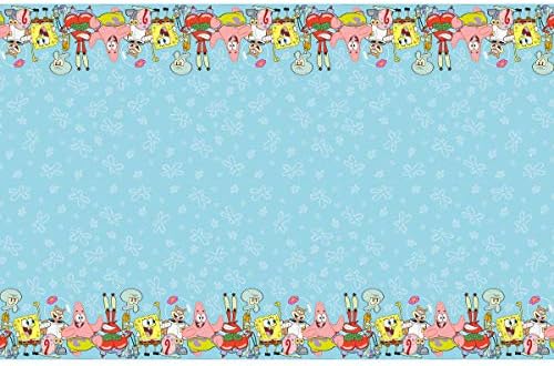 Paquete de decoración de Bob Esponja para fiesta de cumpleaños incluye 1 pancarta articulada, 1 mantel de mesa, 1 hoja de calcomanías de asur