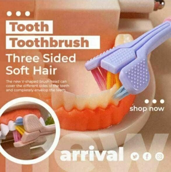 2 cepillos de dientes de pelo suave de tres caras de color aleatorio, diseño envolvente eficaz, para limpiar los dientes y las encías, cepillos de