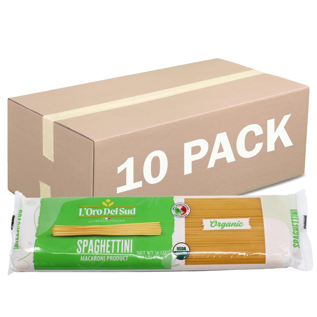 Pasta de espagueti, paquete de 10, pasta italiana, producto de calidad premium de Italia, 16 onzas (paquete de 10) L’Oro del Sud