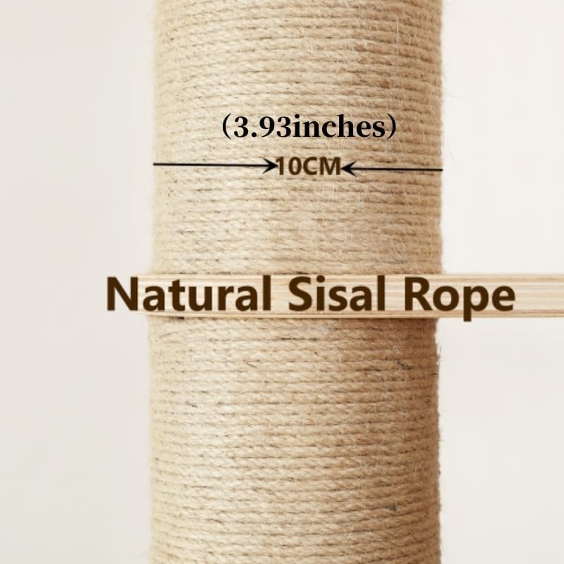 Torre de árbol de madera para gatos de piso a techo para gatitos y gatos grandes con postes rascadores de cuerda de sisal natural, altura de la base