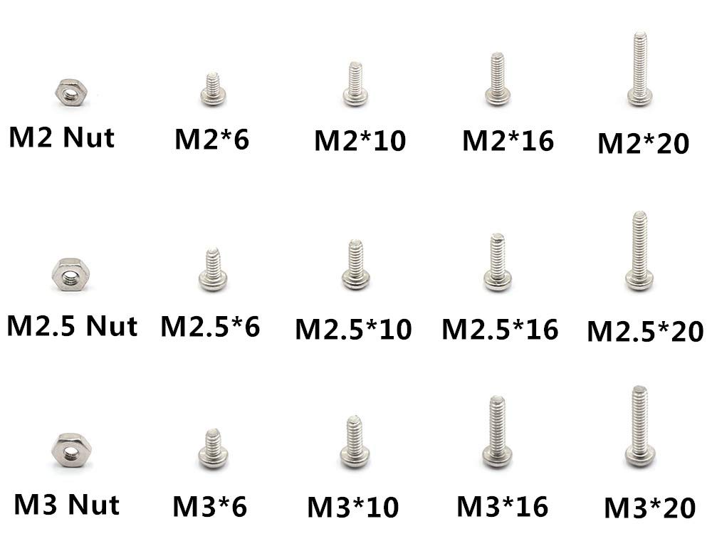 Guard4U Kit surtido de tornillos de máquina Phillips de acero inoxidable M2 M2.5 M3, 480 unidades, 12 tamaños