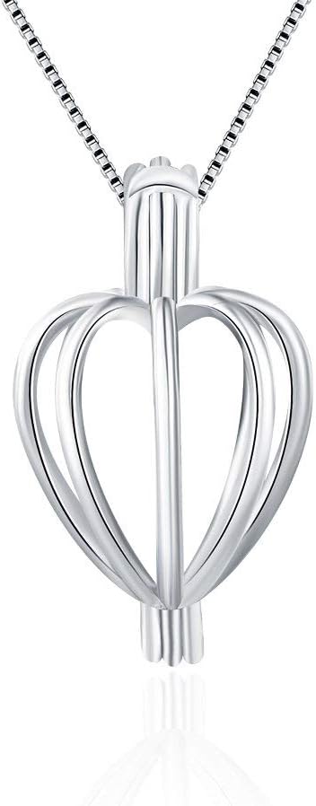 Colgantes minimalistas de jaula de corazón para la fabricación de joyas de perlas de plata esterlina, diseño de perlas colgantes de jaula para