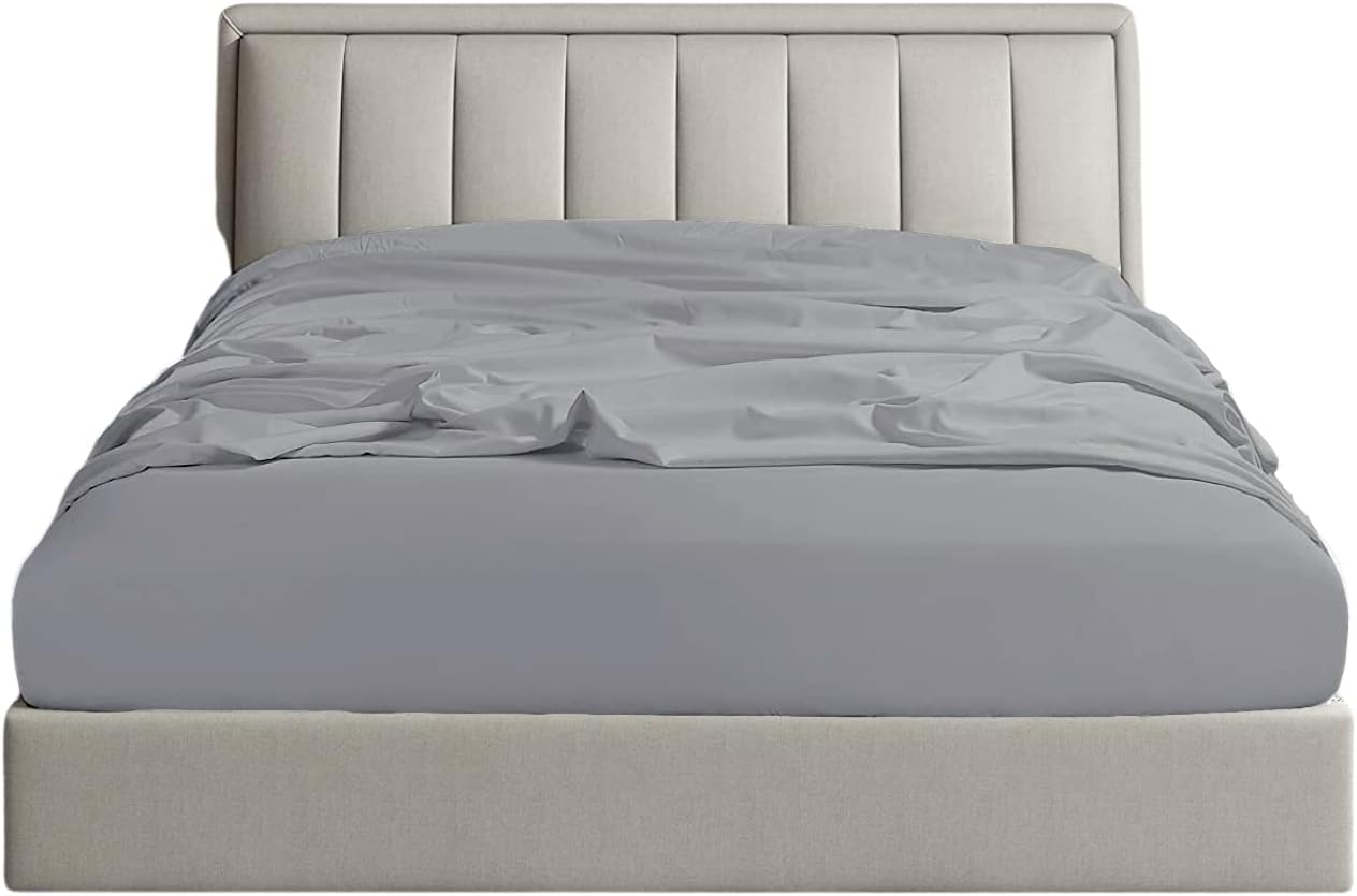 Sábana bajera ajustable individual XL, 100% algodón Giza, sábana bajera de 15 pulgadas, sábanas bajeras individuales extra largas para cama