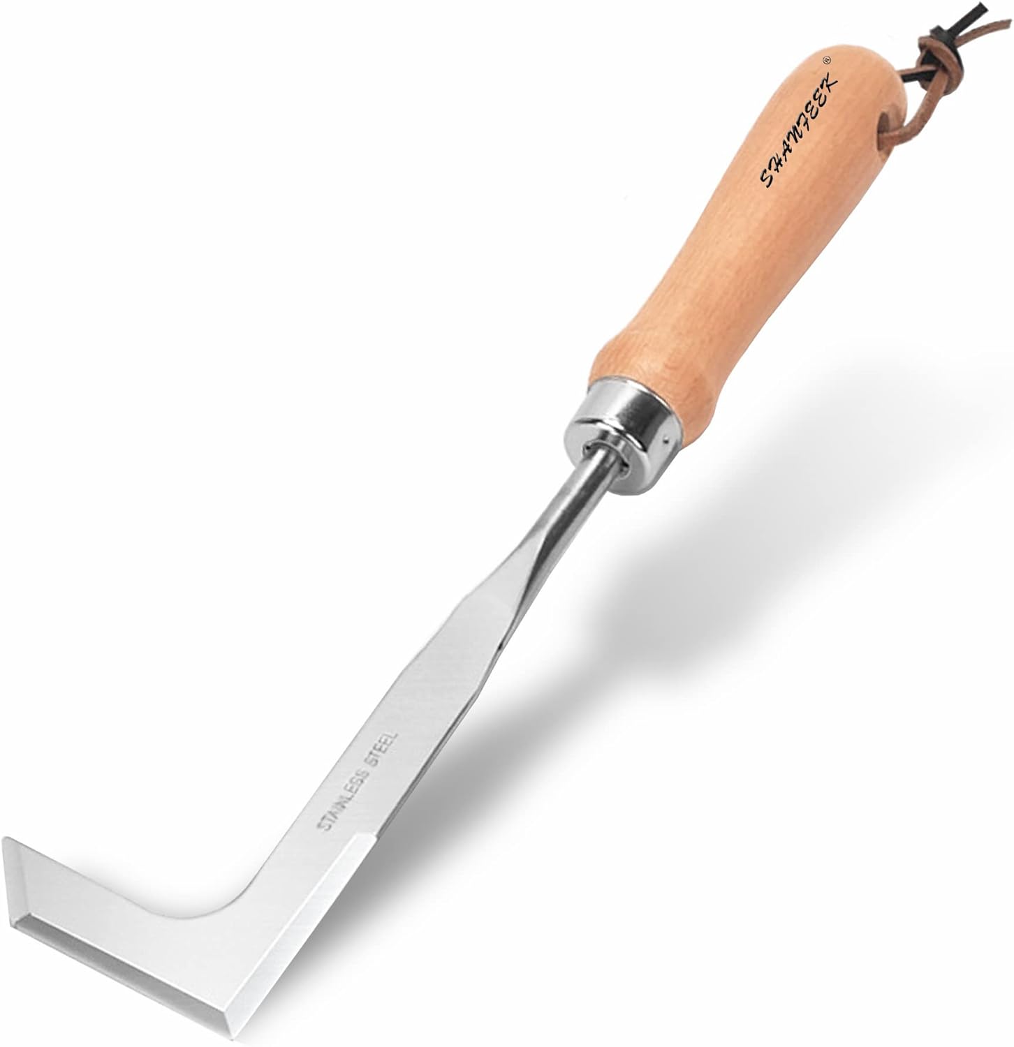 SHANFEEK Herramienta de eliminación de malezas para jardín y patio, herramientas de jardinería, moldeo de una sola pieza de acero inoxidable (tipo L)