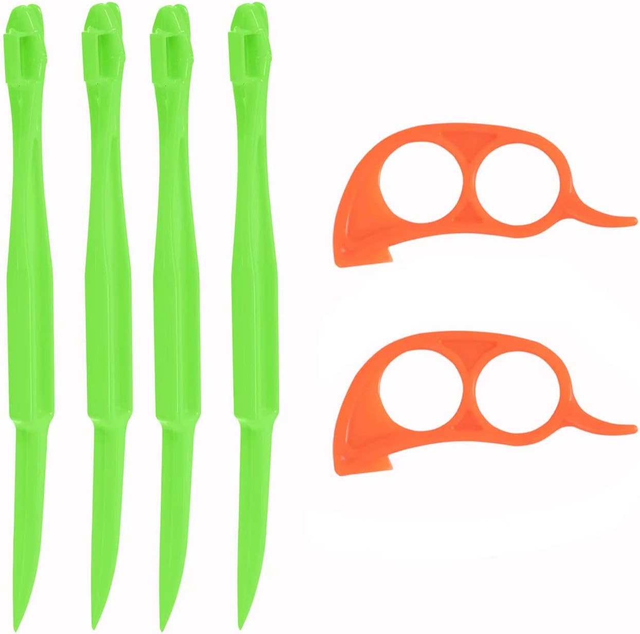Pelador de naranja de plástico de alta calidad, cortador de cáscara de cítricos de limón, herramientas de frutas (mango largo tipo verde, paquete de
