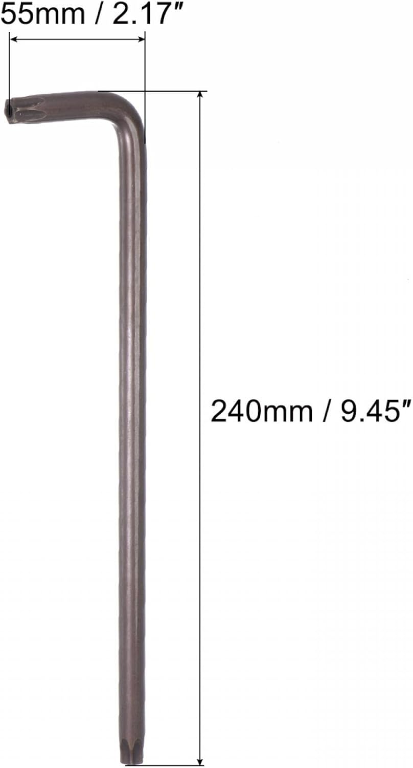 uxcell T55 Anti manipulación Torx Star Key Bit Llave, forma de L 9.45 pulgadas brazo largo, acero S2