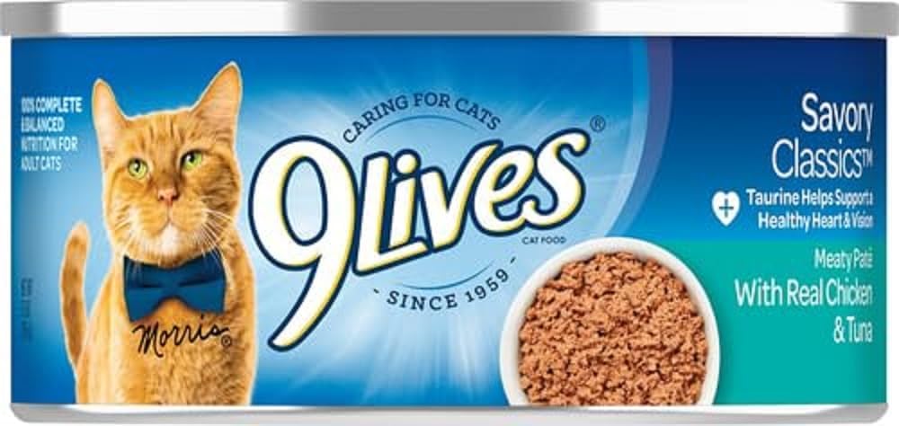 9Lives Meaty Paté With Real Chicken & Tuna Wet Cat Food, 5.5 Ounce Can (Pack of 24)