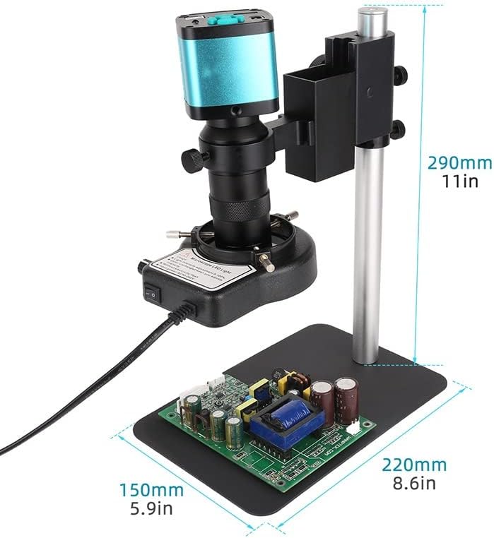 Kit de accesorios para microscopio, cámara de microscopio USB de 48 MP, 130 x ajustable, montura C, microscopio (color lente base BD21)