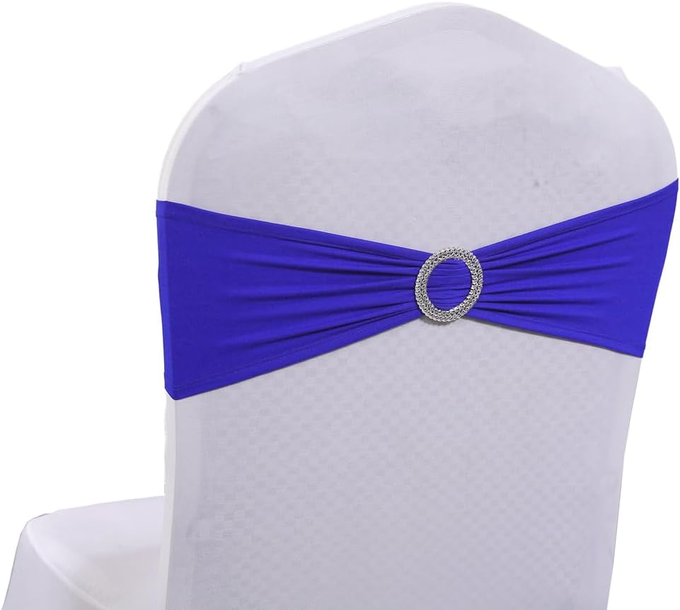 MDS – Paquete de 250 lazos de elastano para silla, universales, bandas elásticas para silla, lazos con hebilla, lazo deslizante para decoración de