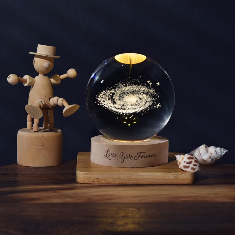 Regalos de cumpleaños para novia y novio, bola de galaxia 3D, bola de cristal eléctrica con lámpara de cristal, regalos de amor para esposa y