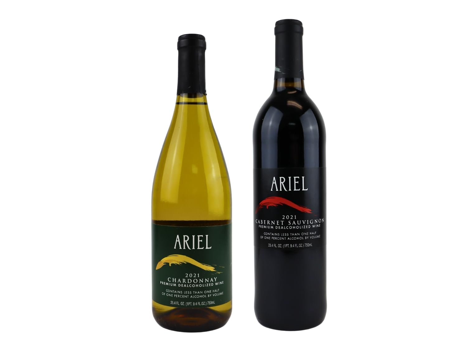 Ariel Vineyards Chardonnay y Cabernet Sauvignon – Vino desalcoholizado – Paquete de 2 unidades