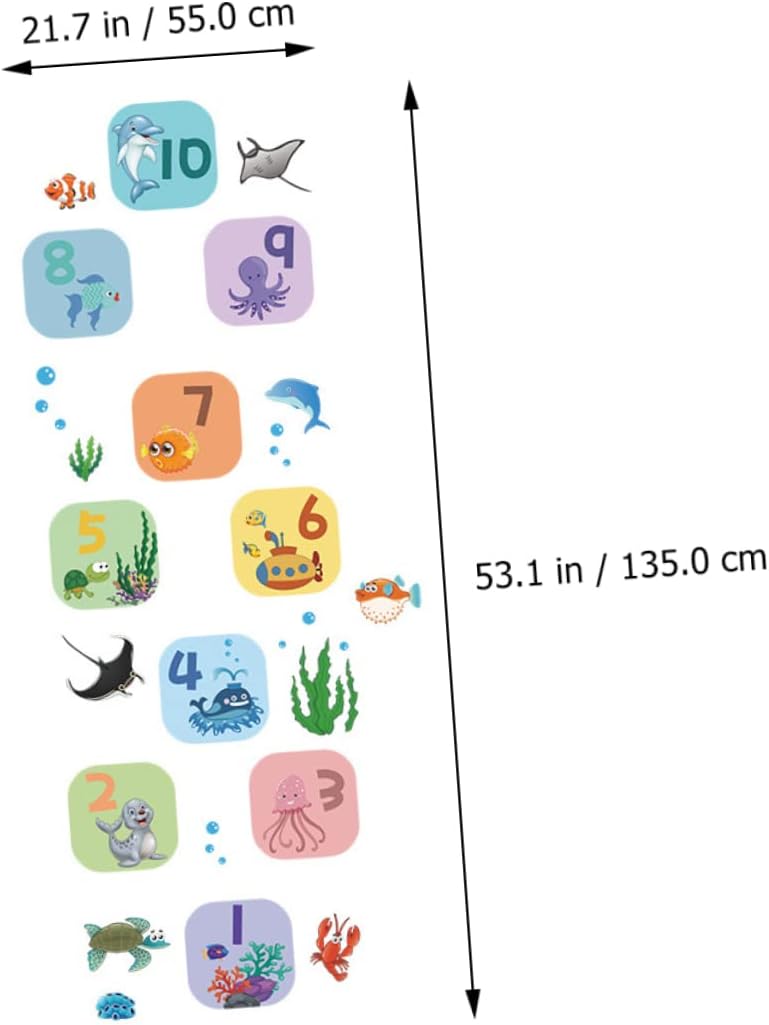 SAFIGLE 1 hoja de pegatinas decorativas de Hopscotch Game Sticker Animales Digital Hopscotch Game Rugs Nursery Room Pegatinas de suelo Pegatina de