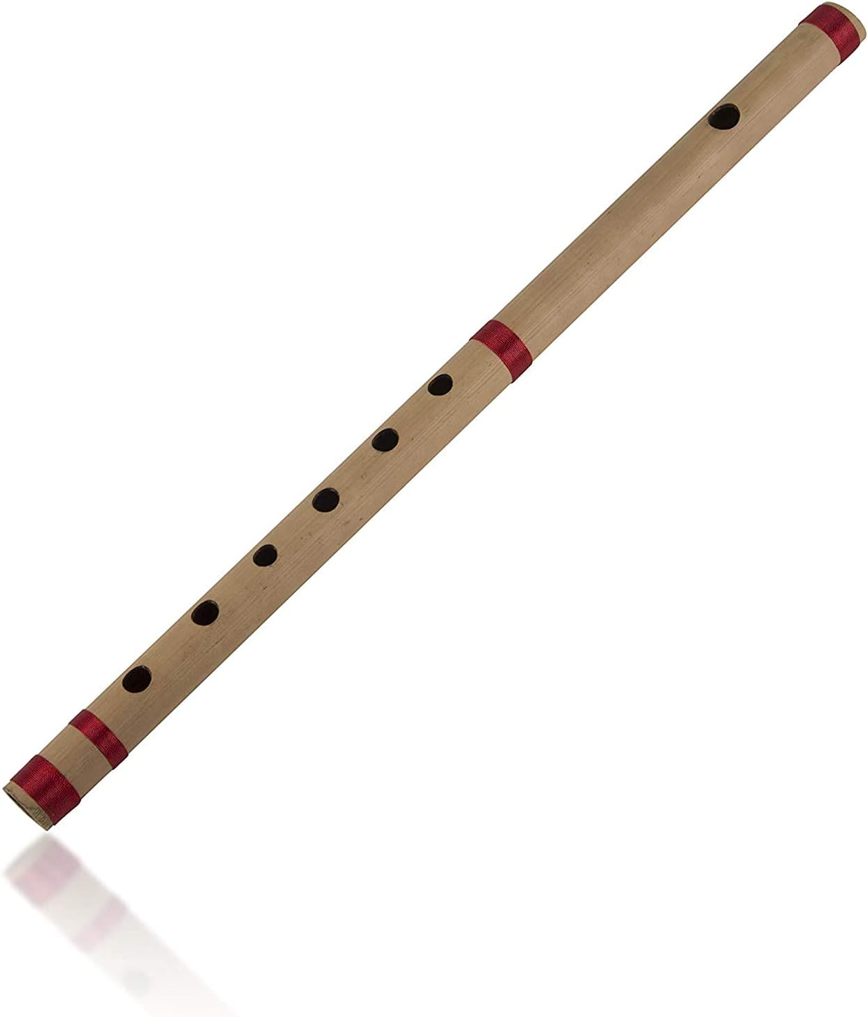 Flauta de bambú de madera india auténtica de 17 pulgadas en clave “A”, grabador de instrumentos musicales de viento de madera, Bansuri tradicional,
