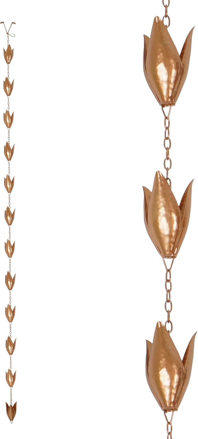 TZSSP Cadenas de lluvia decorativas con 12 tazas, cadena de lluvia para el hogar, jardín, patio, decoración al aire libre, 8-12 de longitud, hoja