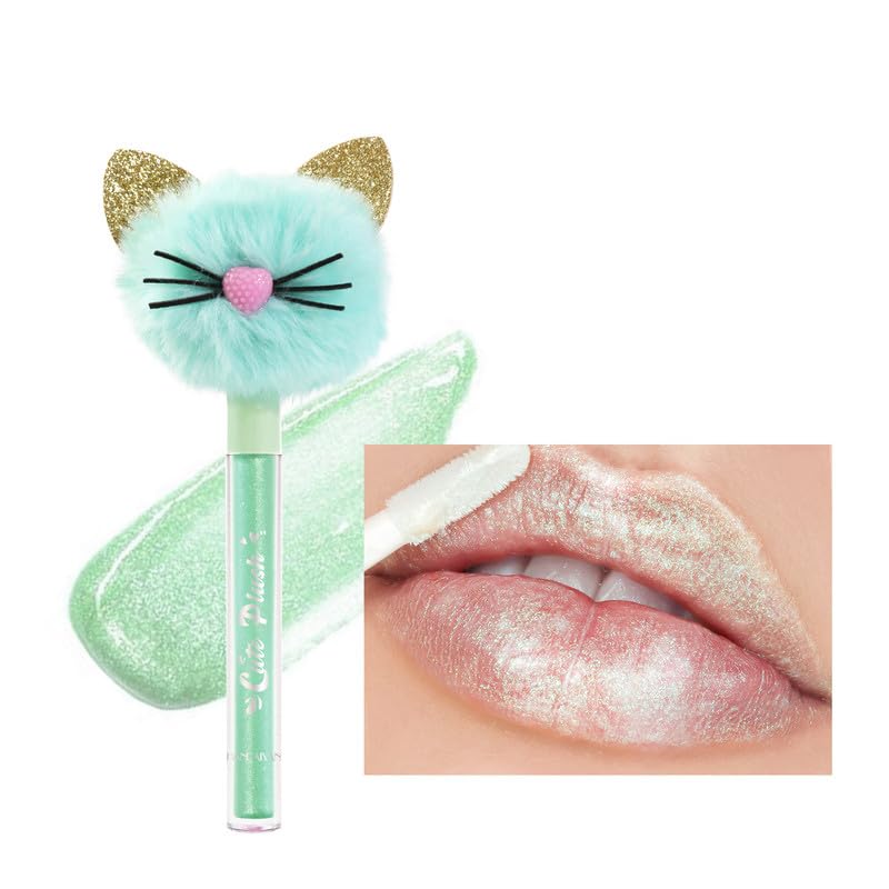 Brillo labial brillante, brillo labial líquido nacarado de alto brillo, acabado brillante con purpurina, impermeable, de larga duración, lindos