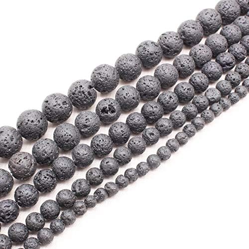 Dunsi – Piedra volcánica negra de superficie rugosa de 6, 8, 10, 12, 0.551 in, cuentas sueltas redondas de 15 pulgadas, ofrecemos mezclas para todos