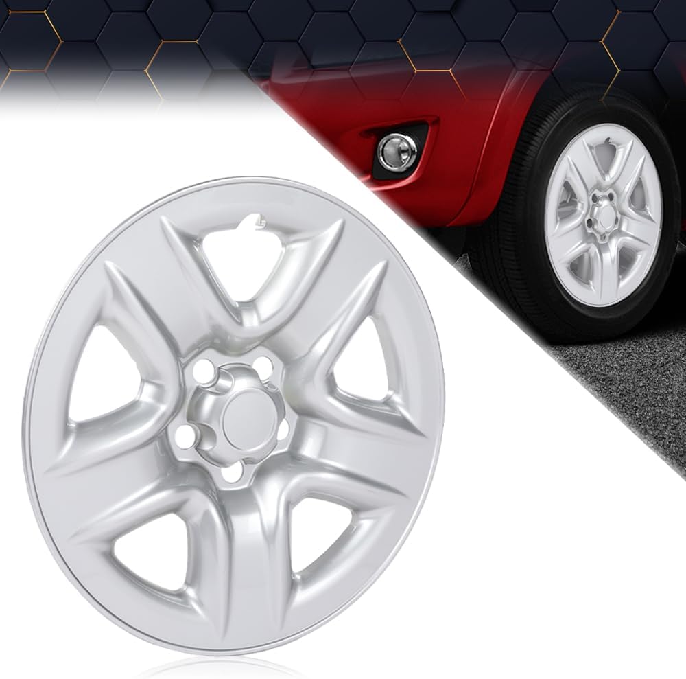 PIT66 Tapacubos compatible con Toyota RAV4 2006-2011 17×6-12  2012 Toyota RAV4 (Gasolina) 17×6-12 cubierta de tapa de cubo de rueda, piel plateada,