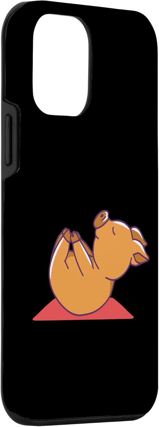 Funda divertida para iPhone 12 mini cerdo de yoga