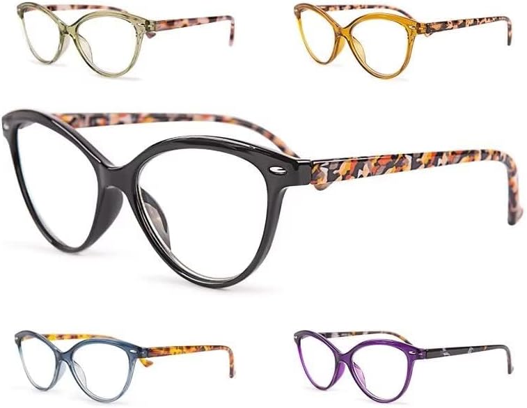 Paquete de 5 + 0 lentes de lectura con bloqueo de luz azul, lectores de computadora para mujeres y hombres, filtro antideslumbrante, anteojos