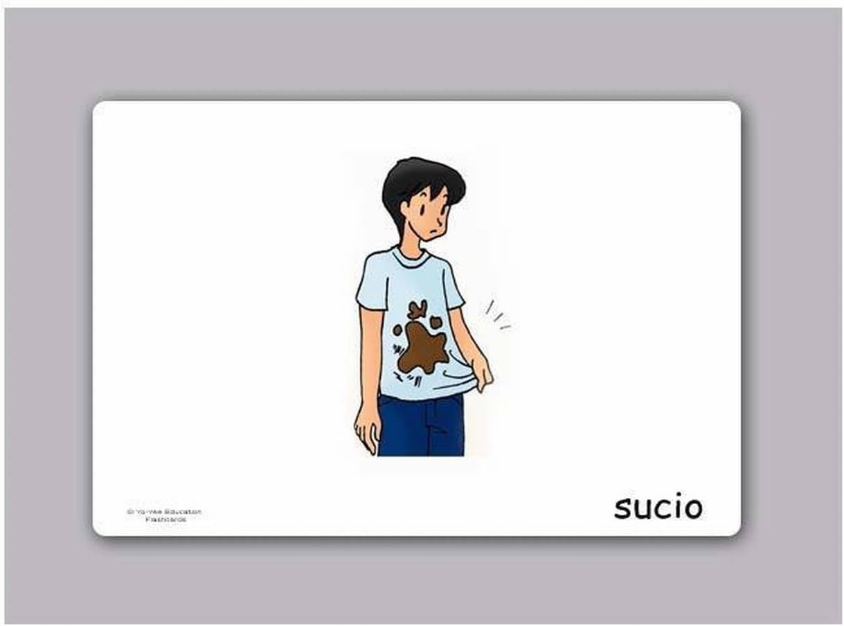 Tarjetas de vocabulario – Adjetivo 1 – Tarjetas con imágenes de adjetivos en español para niños pequeños de 2 a 4 años, niños, niños y adultos