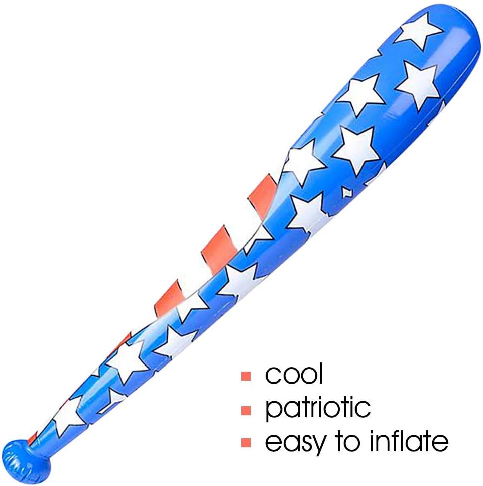ArtCreativity Inflable de bate de béisbol con bandera estadounidense, juego de 3, accesorios de disfraz patriótico, decoración del 4 de julio y