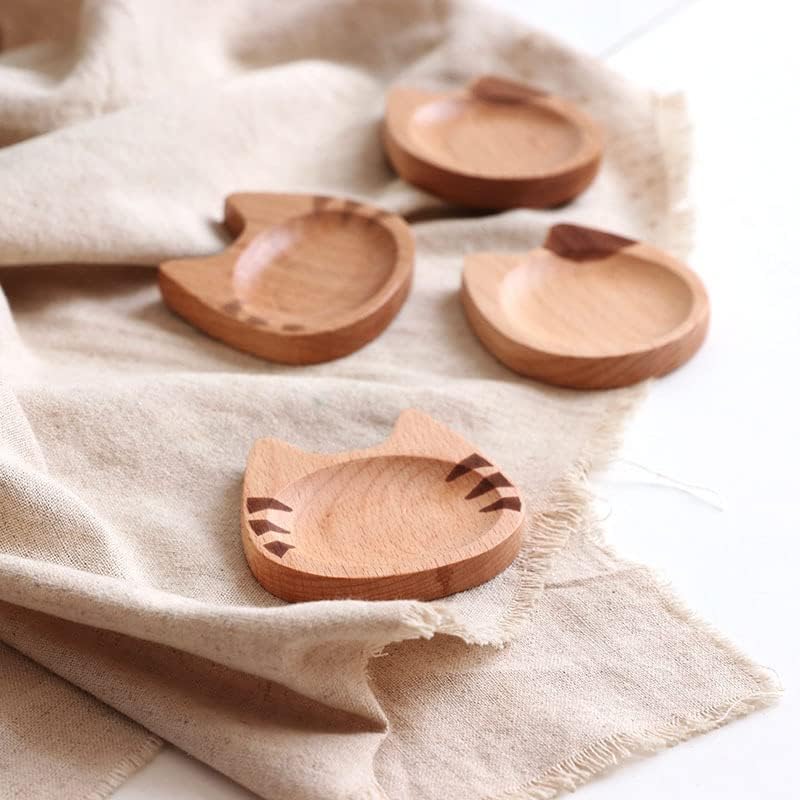 Cucharas de café de madera para gatos, 2 lindos gatos gatitos de madera para cucharas de café, soporte para cucharaditas, decoración de estación de