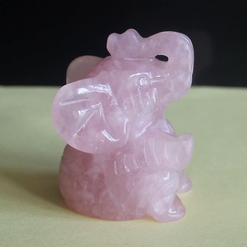 Figura tallada a mano con piedras preciosas mixtas de cristal sentado elefante estatua de talla animal para decoración del hogar de 2 pulgadas