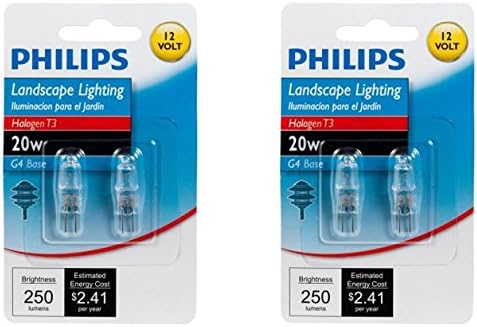 Philips 417204 Landscape Lighting – Bombilla T3 de 20 vatios con base bi-pin de 12 voltios, 2 unidades, 2 unidades