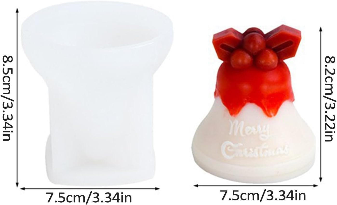 Molde de vela de Navidad 3D, molde de vela de muñeco de nieve de Navidad, molde de silicona con forma de campanas de alce de Navidad 3D para hacer