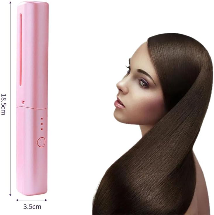 Mini plancha de pelo recargable, cepillo alisador de pelo inalámbrico, alisador de pelo inalámbrico portátil para viajes, adecuado para tipos de