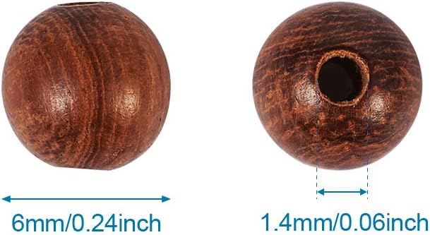400 cuentas de madera redondas naturales de 0.236in sin teñir de madera encerada espaciador de bolas sueltas para joyería manualidades