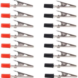 Pinzas de cocodrilo de metal, 20 abrazaderas de prueba eléctricas con manos de plástico, kit rojo y negro Pinzas de cocodrilo de metal, 20 abrazaderas de prueba eléctricas con manos de plástico, kit rojo y negro