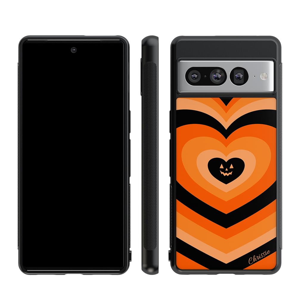 Halloween Hearts Personalized Black Rubber Phone Case Compatible With Google Pixel 8 Pro, 8, 7a, 7, 7 Pro, 6a, 6 Pro, 6, Pixel 5, 4a 5G, 4a 4G,