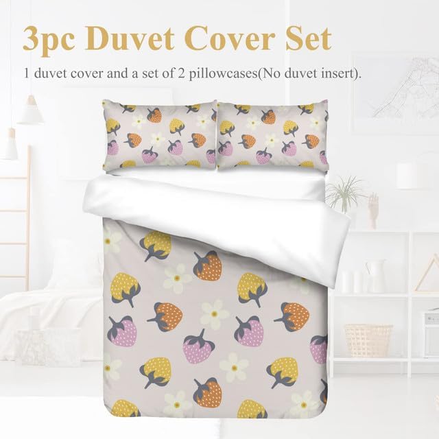 Juego de funda de edredón de 3 piezas para niña, diseño floral botánico, microfibra suave con 2 fundas de almohada, sin edredón, tamaño individual