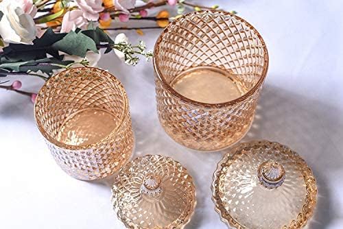 Home – Juego básico de organización de almacenamiento de alimentos, tarro facetado de diamante de cristal con tapa de cristal, adecuado como plato