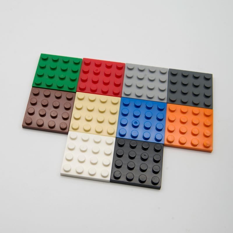 Placas amarillas clásicas a granel, placa amarilla 4×4, placas de construcción planas de 30 piezas, compatibles con piezas y piezas de Lego 4×4