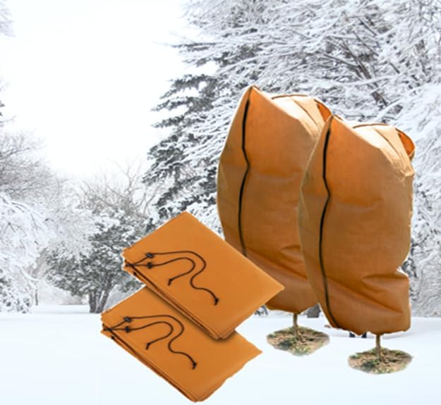 CHARGUY Cubiertas para plantas, protección contra congelación y heladas, mantas de invierno para plantas al aire libre con cordón y cremallera,