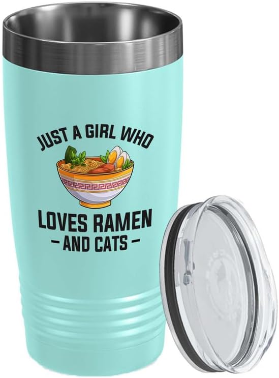 Ramen Lover Teal Edition Vaso de 20 onzas  Just a girl who loves  Food Lovers pollo, calabaza, vegetariano, despensa, fideos picantes