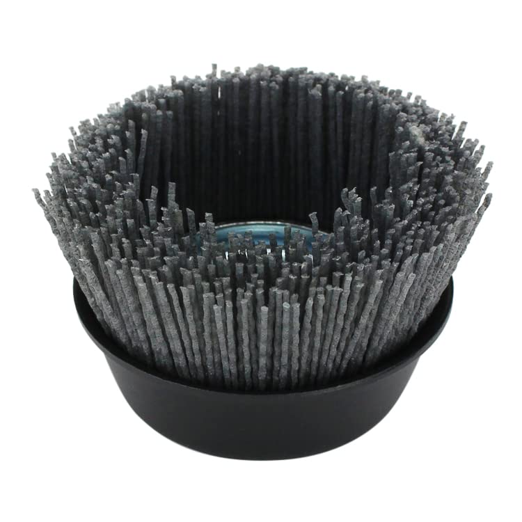 BHA Cepillo de cerdas de nailon con filamentos abrasivos de 4 pulgadas, eje de amenaza 58-11, gris (grano 80)